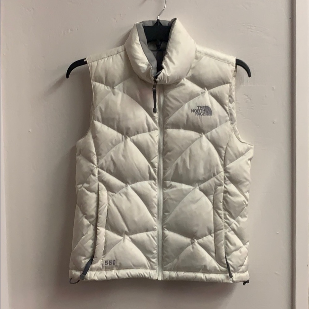 The North Face white 550 puffy vest